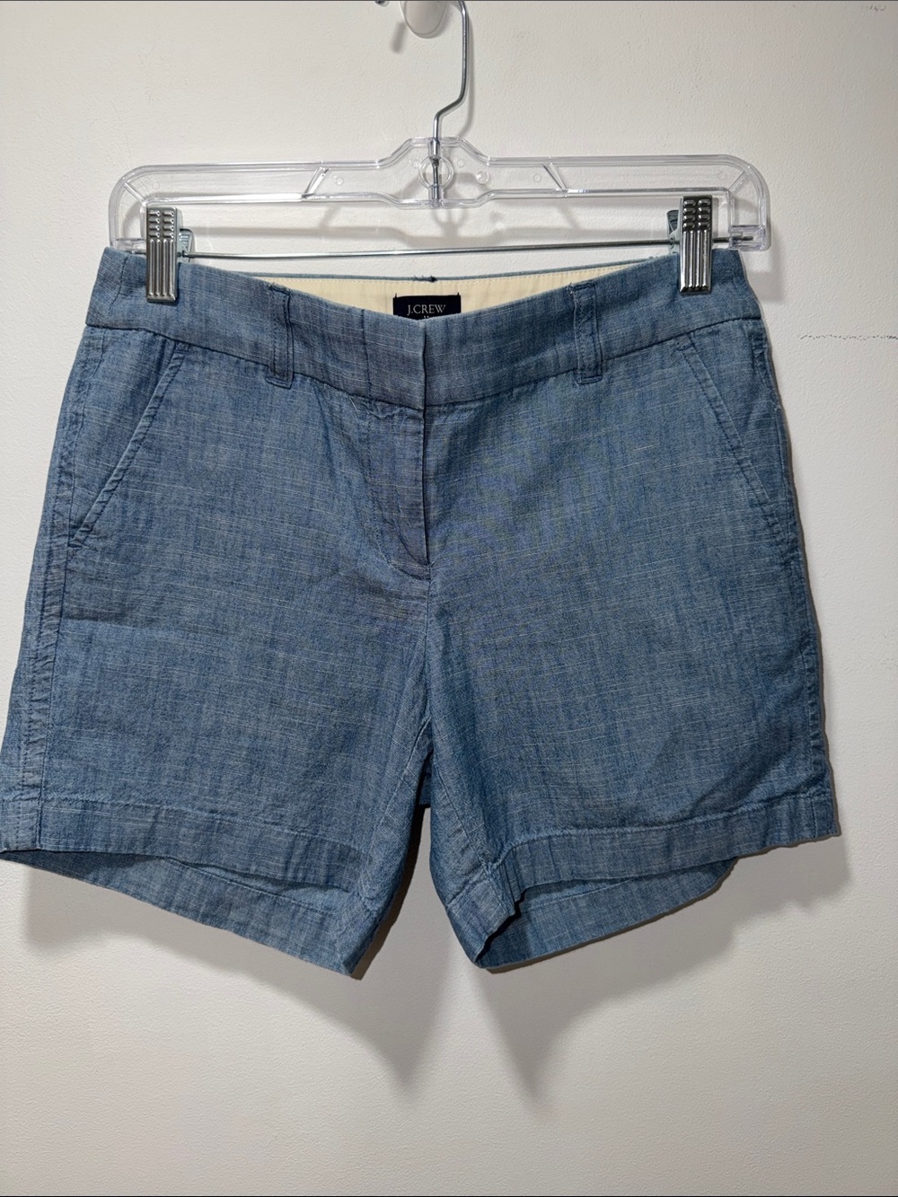 J. Crew Light Blue Chambray Women’s Shorts Size 00 Preppy 5” Classic Nautical